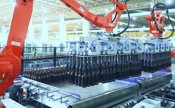 Glass Bottle packer Robot